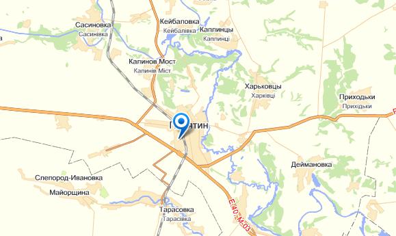 Пирятин на карте