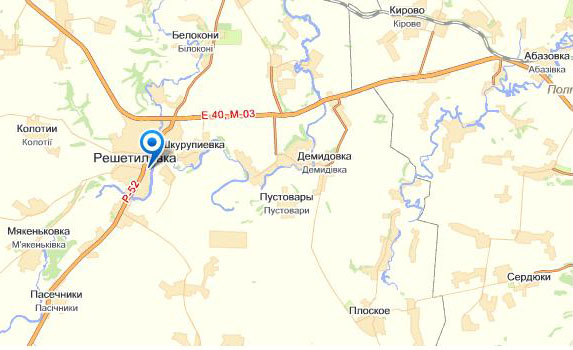 Решетиловка на карте
