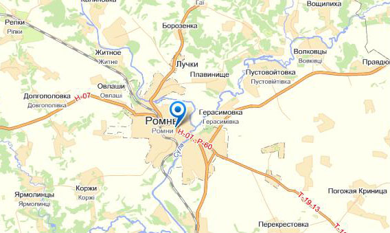 Ромны на карте