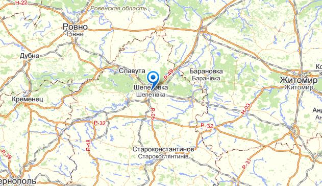 Шепетовка на карте