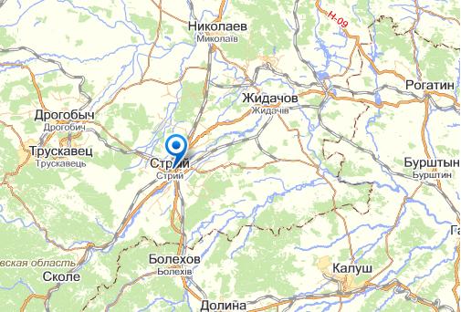 Стрый на карте