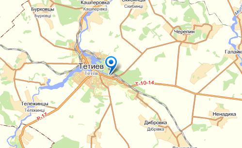 Тетиев на карте