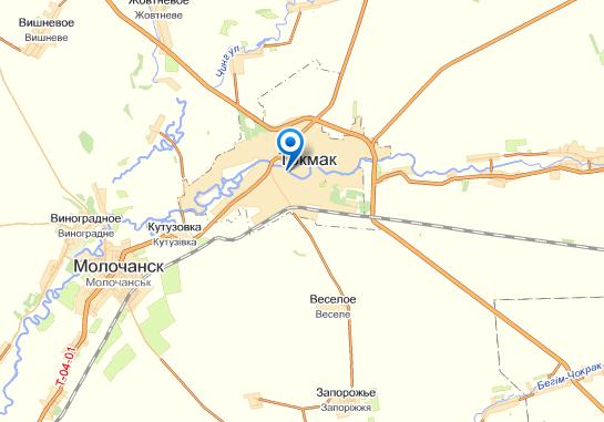 Токмак на карте