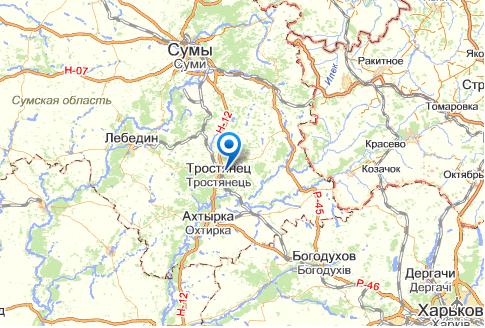 Тростянец на карте