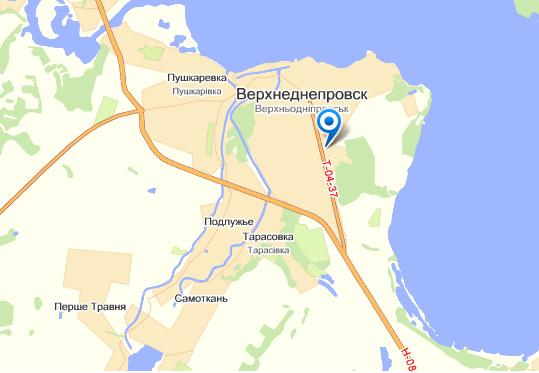 Верхнеднепровск на карте