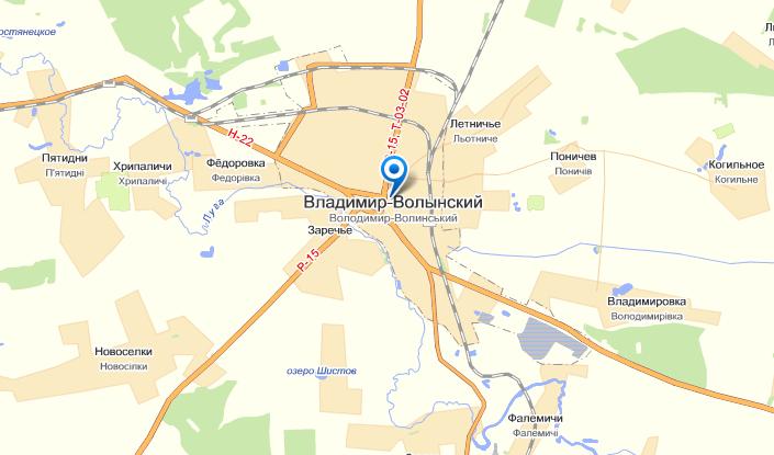 Владимир-Волынский на карте