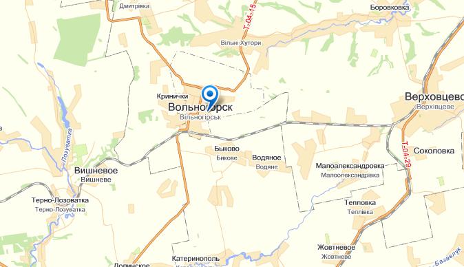 Вольногорск на карте