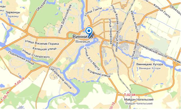 Винница на карте