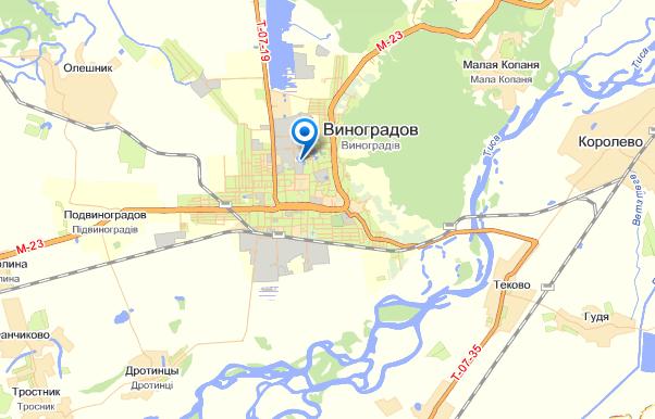 Виноградов на карте