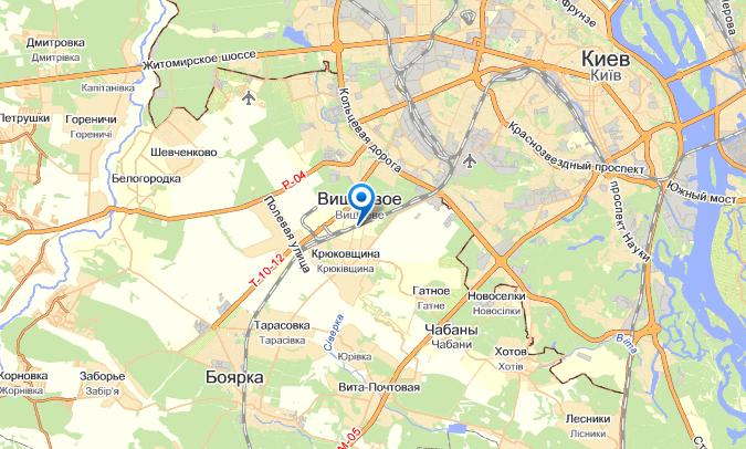 Вишневое на карте