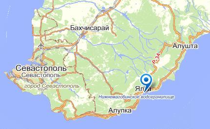 Ялта на карте