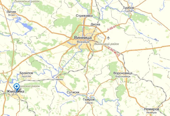 Жмеринка на карте