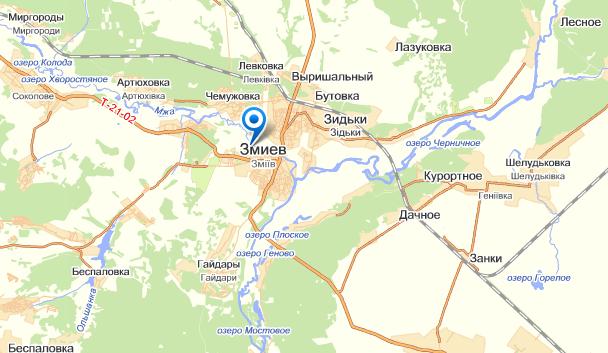 Змиев на карте