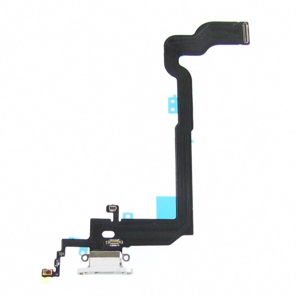 Плата зарядки Apple iPhone X, шлейф коннектора зарядки, білий, с микрофоном, High Copy