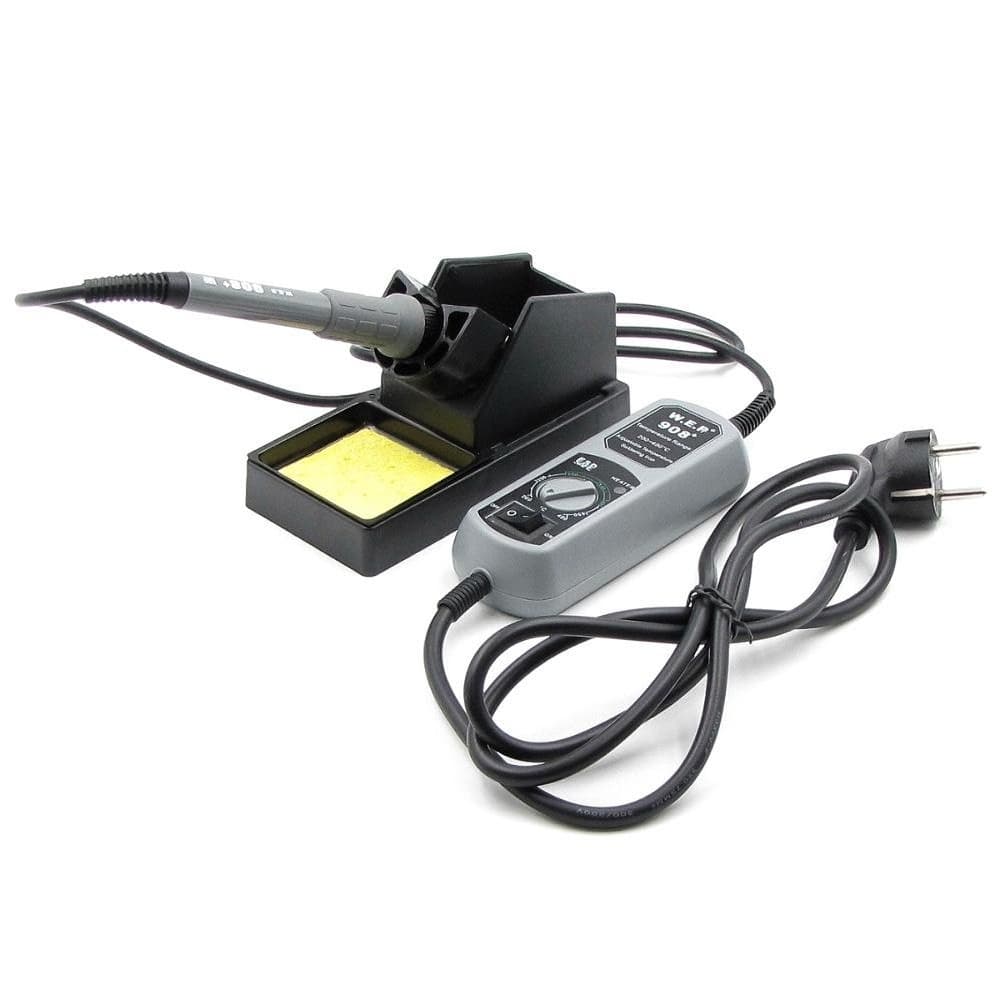 Паяльник с портативным блоком управленя WEP 908+ с подставкой (65W, аналоговая регулировка t 200-480 гр С, жало 900M)