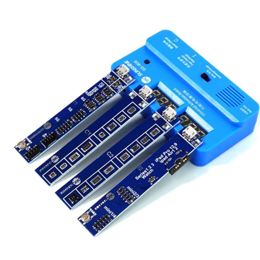 Набор плат активации и зарядки аккумуляторов Sunshine SS-909 с цифровой индикацией (Apple iPhone 4G-X, iPad, Huawei, Oppo, VIVO, MI, SAM, кабеля Micro USB)