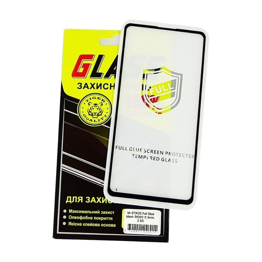 Захисне скло Xiaomi Mi 9T, Mi 9T Pro, Redmi K20, Redmi K20 Pro, M1903F10G, M1903F11G, M1903F10I, M1903F11I, чорне, Люкс, 0.25 мм, 2.5D, iNobi, Full Glue, клей на усій поверхні, сумісне з чохлом | Закаленное защитное стекло