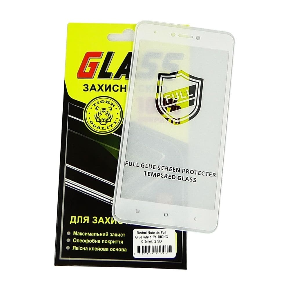 Захисне скло Xiaomi Redmi Note 4X, біле, Люкс, 0.25 мм, 2.5D, iNobi, Full Glue, клей на усій поверхні, сумісне з чохлом | Закаленное защитное стекло