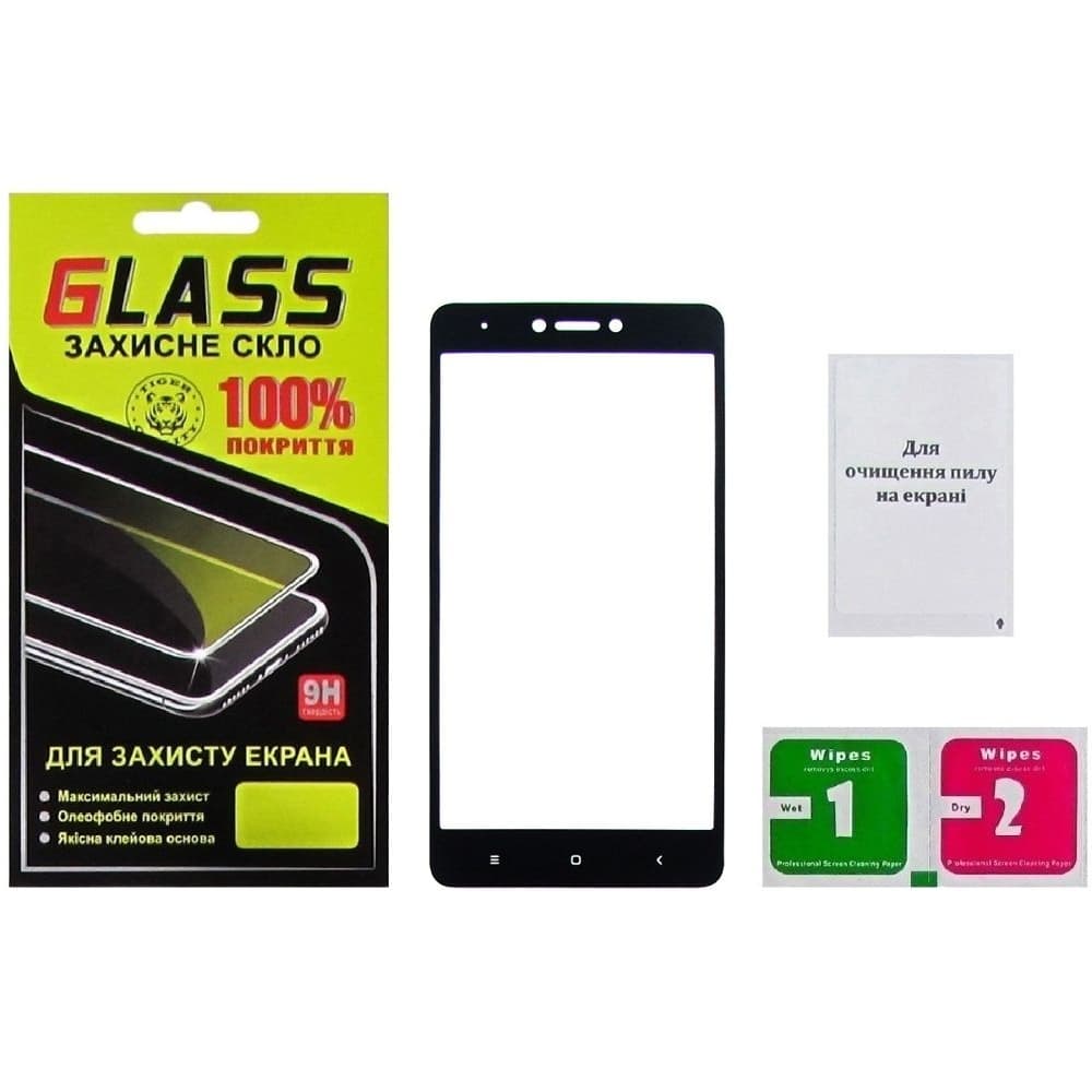 Захисне скло Xiaomi Redmi Note 4X, чорне, Люкс, 0.25 мм, 2.5D, iNobi, Full Glue, клей на усій поверхні, сумісне з чохлом | Закаленное защитное стекло