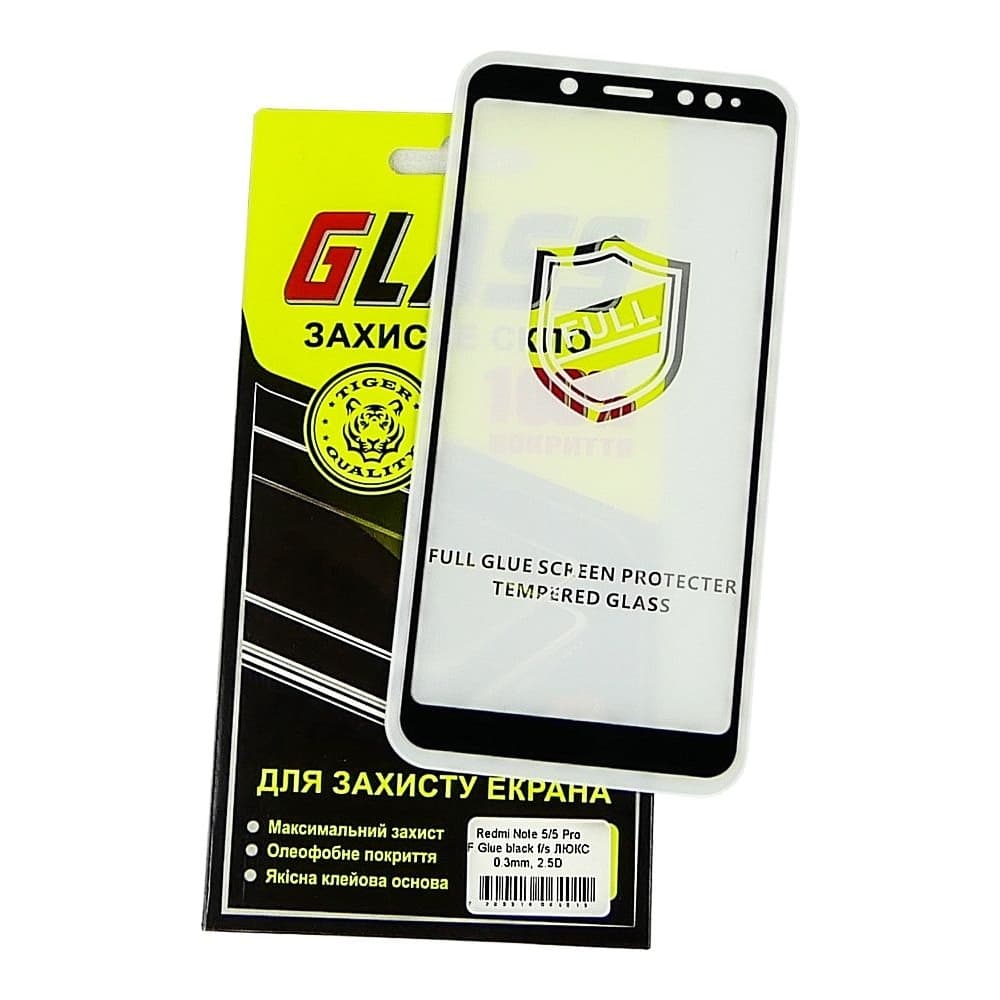 Захисне скло Xiaomi Redmi Note 5, Redmi Note 5 Pro, чорне, Люкс, 0.25 мм, 2.5D, iNobi, Full Glue, клей на усій поверхні, сумісне з чохлом | Закаленное защитное стекло