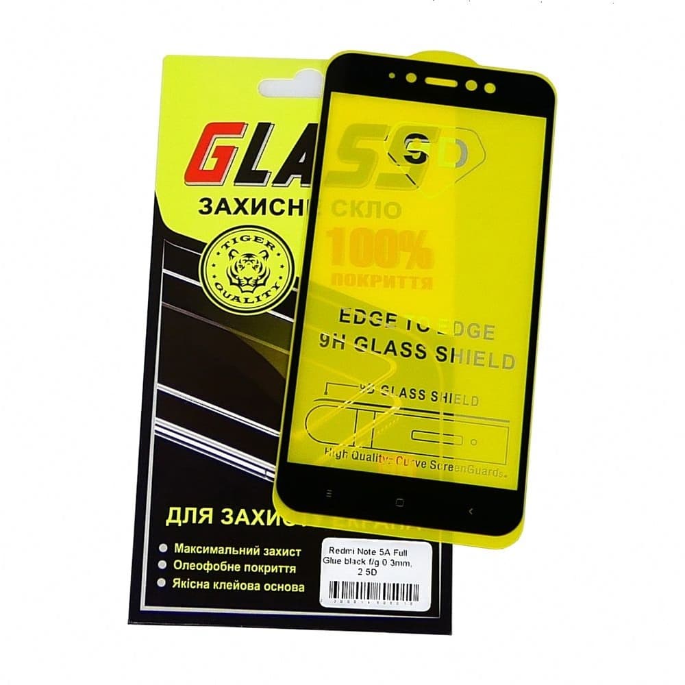 Захисне скло Xiaomi Redmi Note 5A Prime, Redmi Y1, чорне, 0.3 мм, 2.5D, iNobi, Full Glue, клей на усій поверхні, сумісне з чохлом | Закаленное защитное стекло