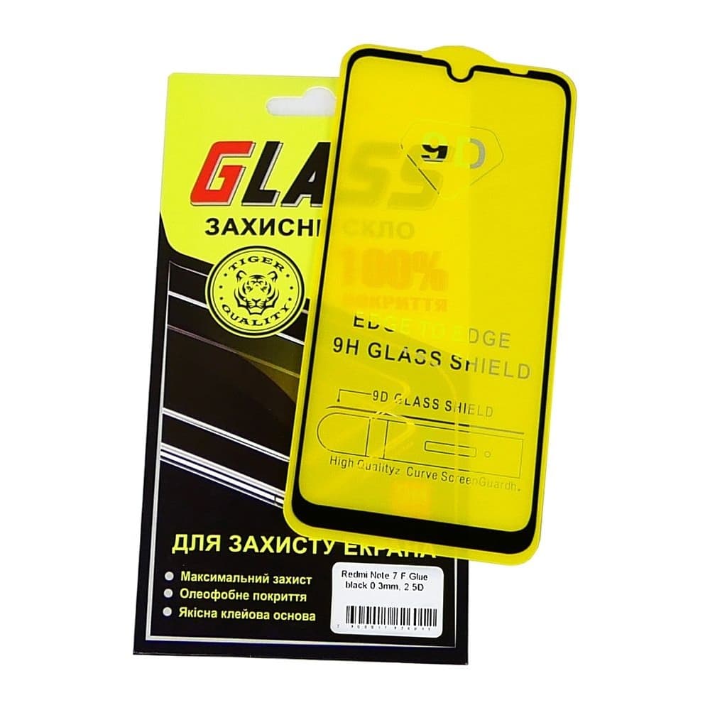 Захисне скло Xiaomi Redmi Note 7, Redmi Note 7 Pro, чорне, 0.3 мм, 2.5D, iNobi, Full Glue, клей на усій поверхні, сумісне з чохлом | Закаленное защитное стекло