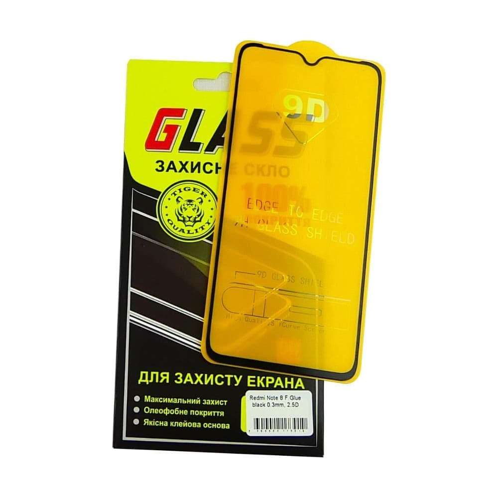 Захисне скло Xiaomi Redmi Note 8, M1908C3JH, M1908C3JG, M1908C3JI, чорне, 0.3 мм, 2.5D, iNobi, Full Glue, клей на усій поверхні, сумісне з чохлом | Закаленное защитное стекло