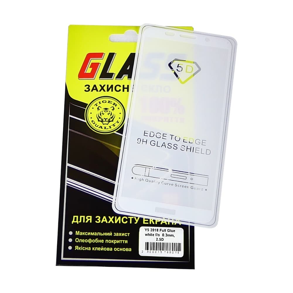 Захисне скло Huawei Y5 (2018), Y5 Prime (2018), Honor 7S, біле, 0.3 мм, 2.5D, iNobi, Full Glue, клей на усій поверхні, сумісне з чохлом | Закаленное защитное стекло