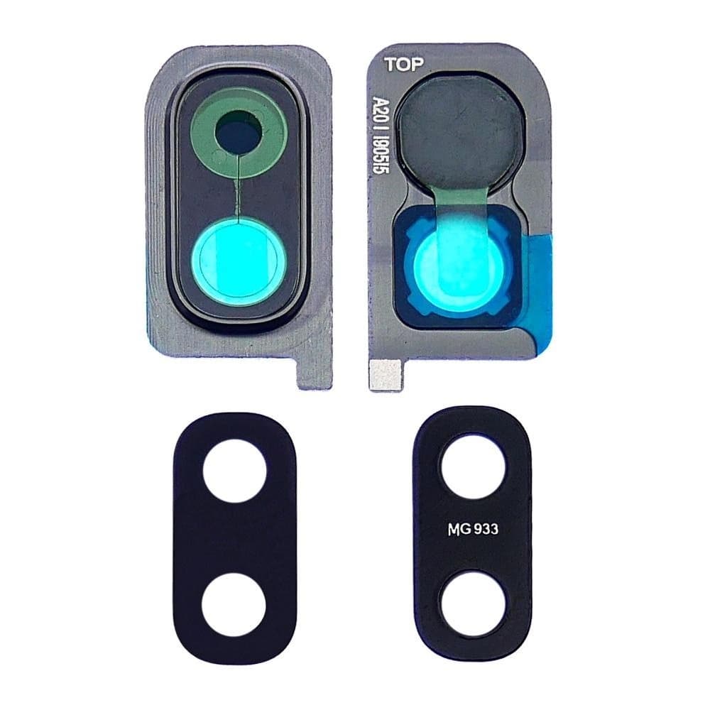 Стекло камеры Samsung SM-A205 Galaxy A20, черное, с серой рамкой, Original (PRC)