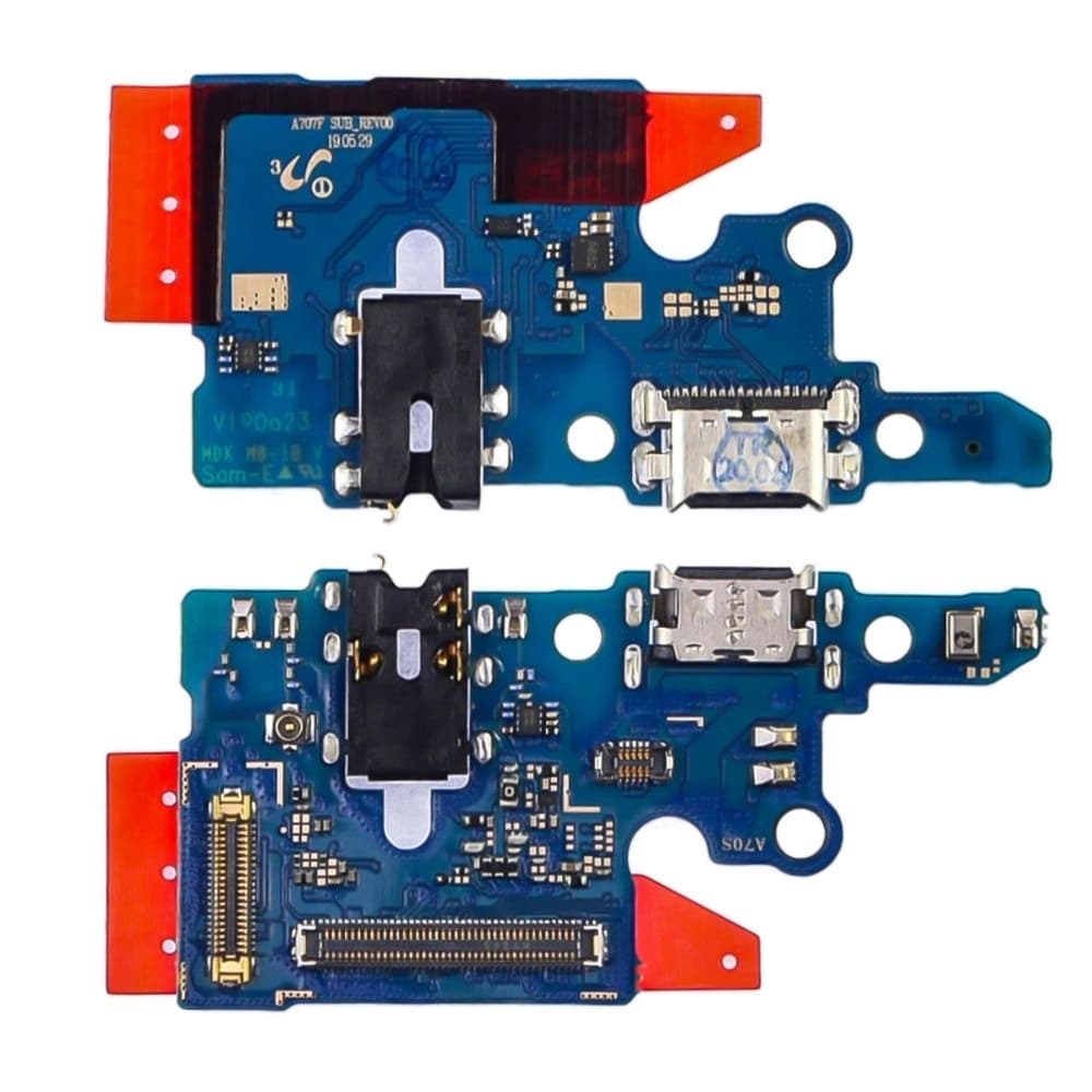 Плата зарядки Samsung SM-A707 Galaxy A70s, шлейф коннектора зарядки, коннектора наушников, с микрофоном, High Copy