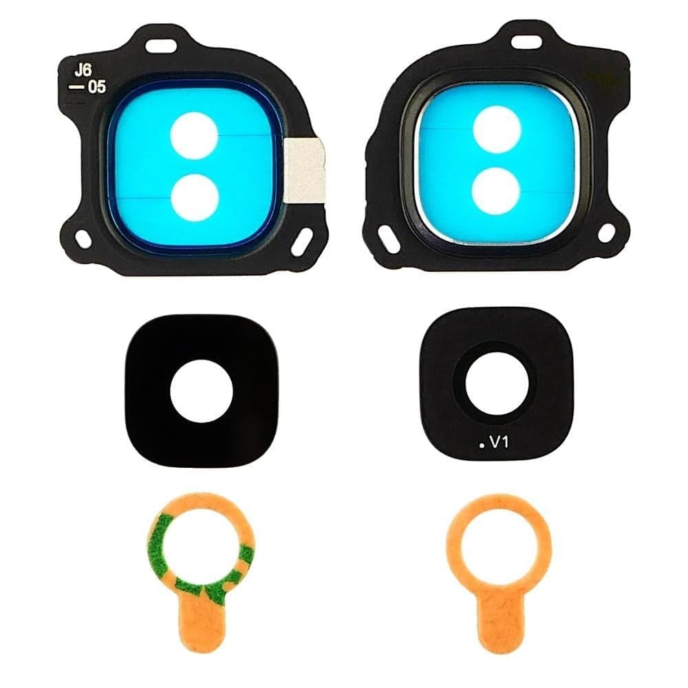 Стекло камеры Samsung SM-J600 Galaxy J6, черное, с черной рамкой, Original (PRC)