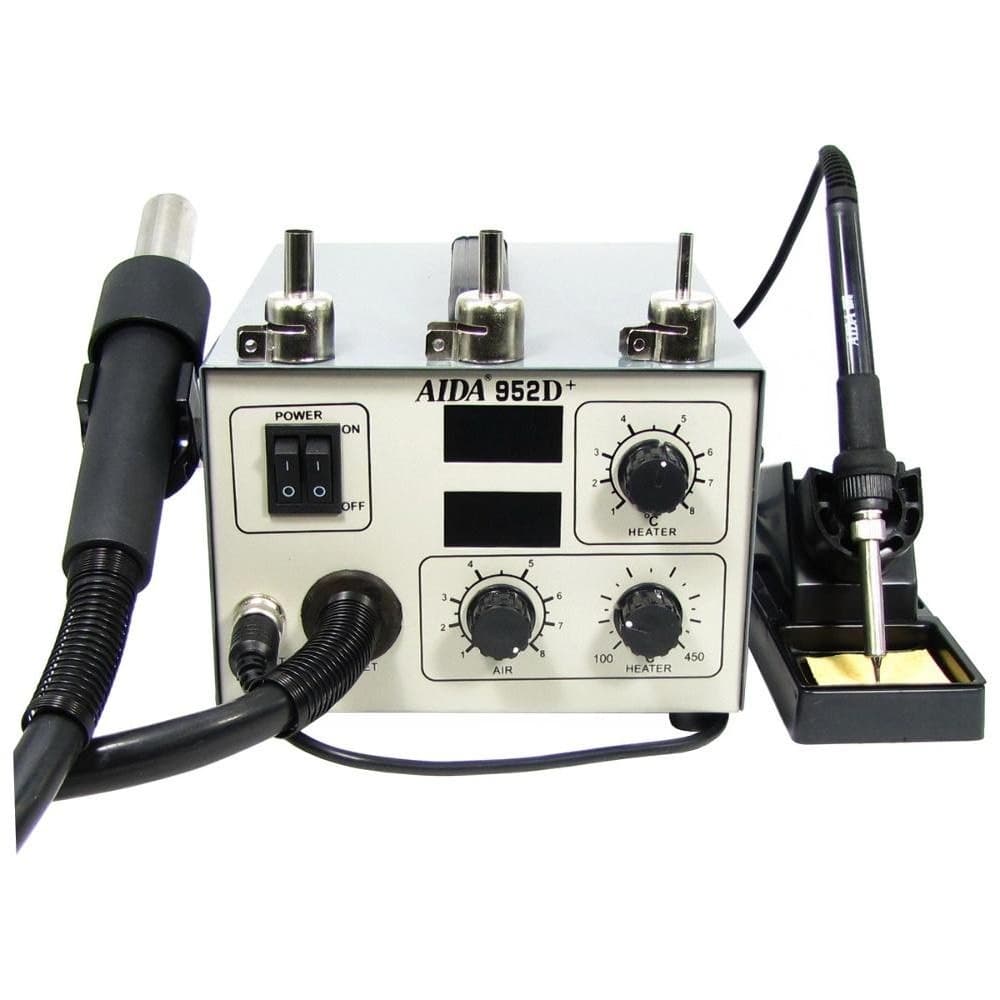 Паяльная станция Aida 952D+, фен с вентиляторным нагнетателем, встроенным в корпус блока управления, паяльник | гарантия 6 мес.