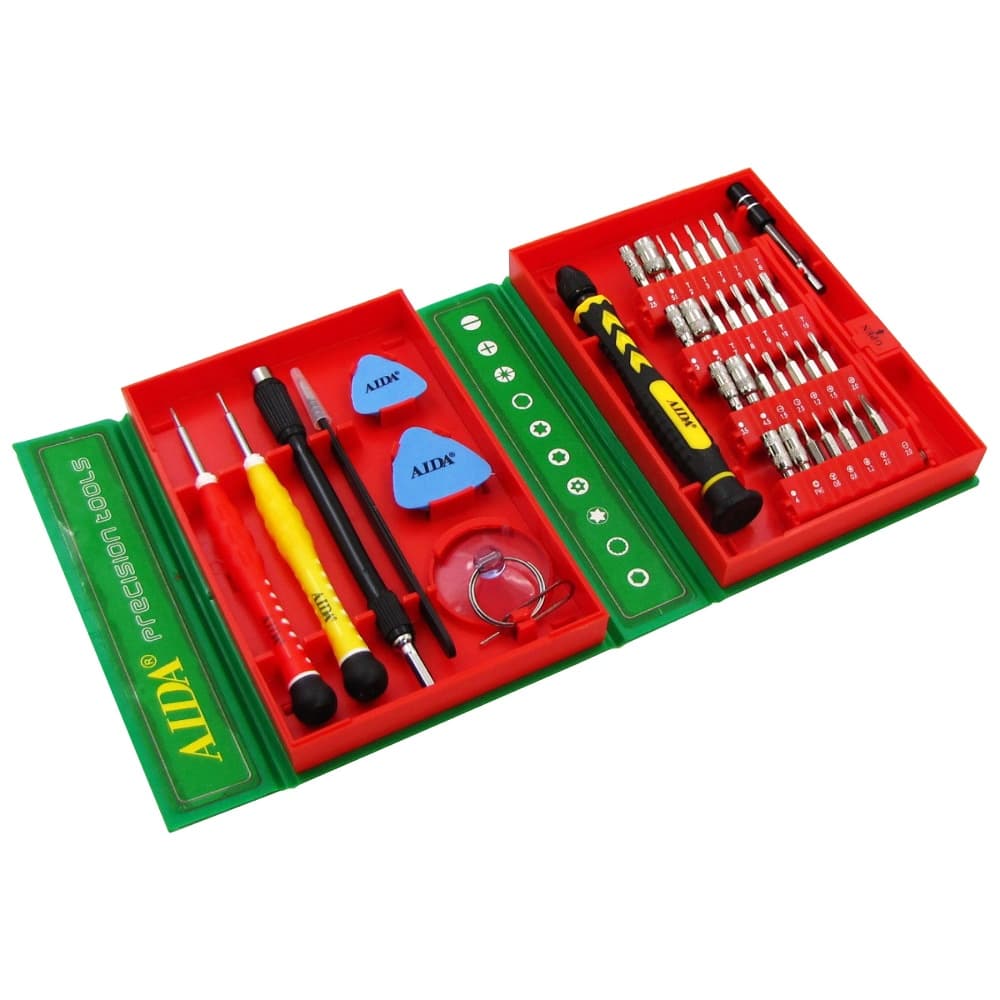 AIDA AD-3801 - Набор инструментов (отвертка с битами 28 шт, 2 удлинителя, отвертки *0.8 и +1.2, пинцет, 2 медиатора, присоска), оригинал