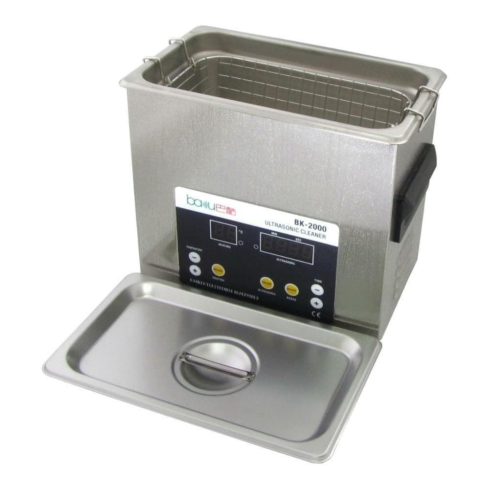 Ультразвукова ванна Baku BK-2000, для очищення форсунок, з функцією дегазації рідини, 2.3 л, 120 Вт, 40 kHz, підігрів до 80 °C, таймер до 99 хв, розміри робочої ємності 240 х 140 х 100 мм