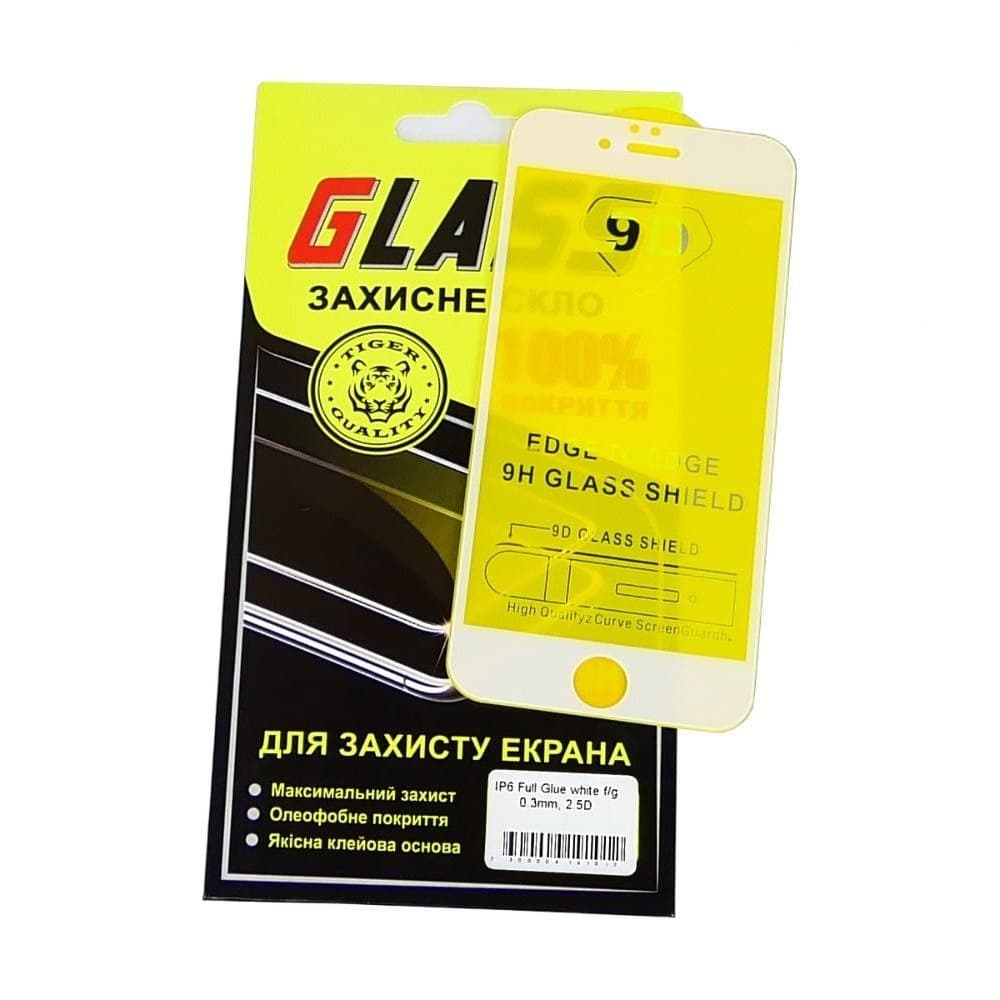 Захисне скло Apple iPhone 6, iPhone 6S, біле, 0.3 мм, 2.5D, iNobi, Full Glue, клей на усій поверхні, сумісне з чохлом | Закаленное защитное стекло