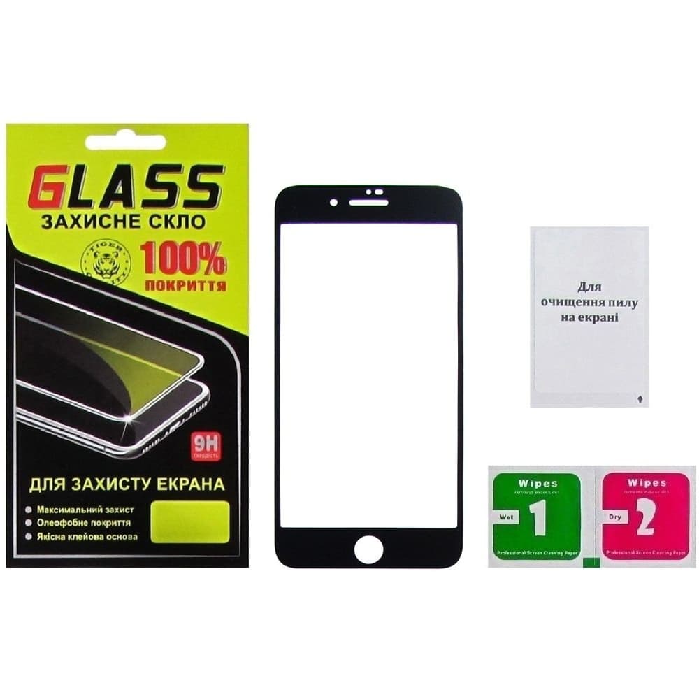 Захисне скло Apple iPhone 7 Plus, iPhone 8 Plus, чорне, Люкс, 0.25 мм, 2.5D, iNobi, Full Glue, клей на усій поверхні, сумісне з чохлом | Закаленное защитное стекло