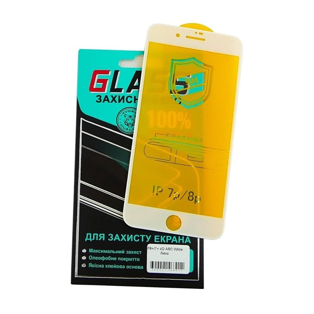 Захисне скло Apple iPhone 7 Plus, iPhone 8 Plus, біле, Люкс, 0.3 мм, 4D ARC, сумісне з чохлом | Закаленное защитное стекло
