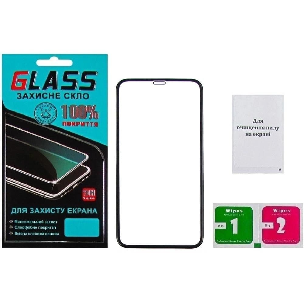 Захисне скло Apple iPhone 11, iPhone XR, чорне, 0.3 мм, 4D, Люкс, сумісне з чохлом | Закаленное защитное стекло