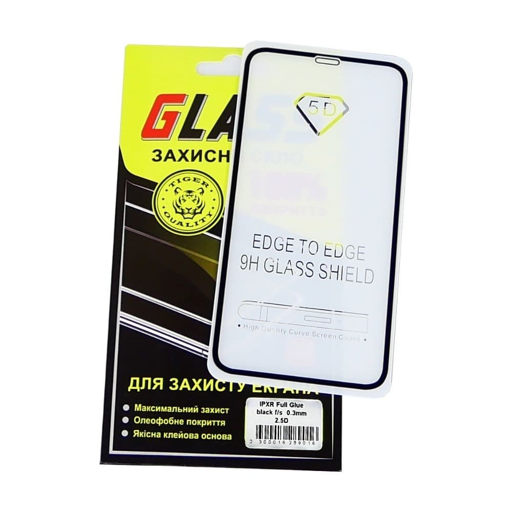 Захисне скло Apple iPhone 11, iPhone XR, чорне, 0.3 мм, 2.5D, iNobi, Full Glue, клей на усій поверхні, сумісне з чохлом | Закаленное защитное стекло