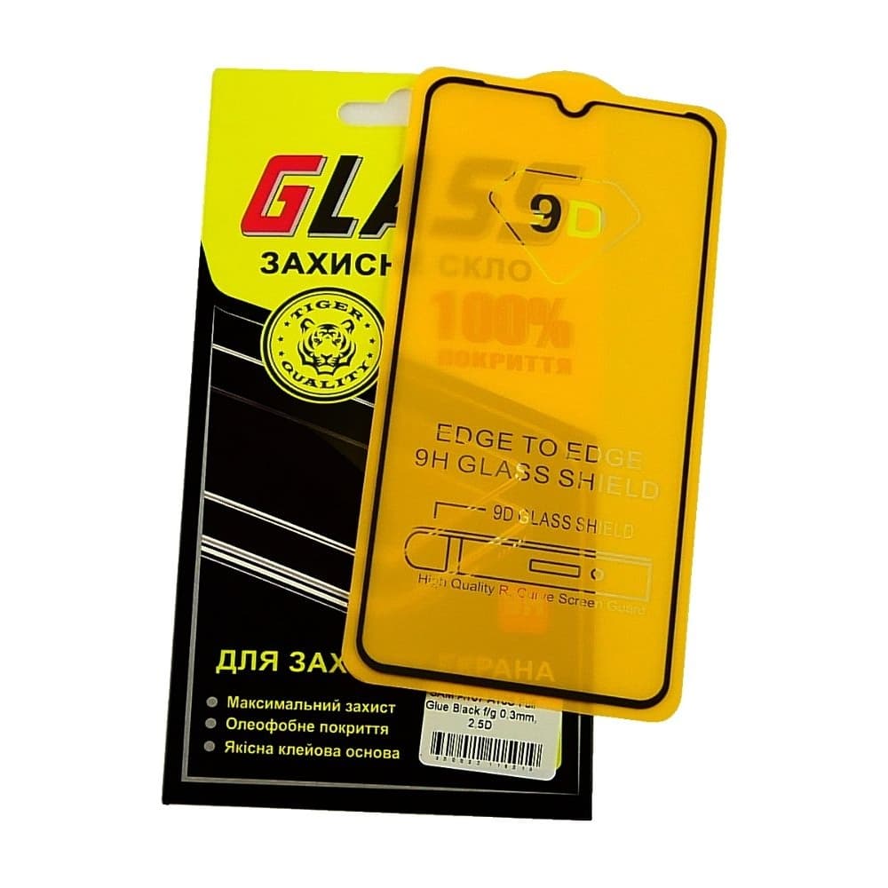 Захисне скло Samsung SM-A107 Galaxy A10s, SM-M017 Galaxy M01s, чорне, 0.3 мм, 2.5D, iNobi, Full Glue, клей на усій поверхні, сумісне з чохлом | Закаленное защитное стекло