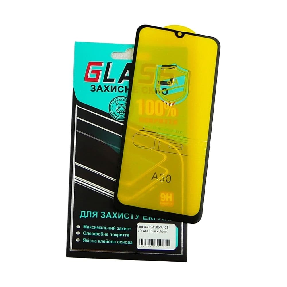 Захисне скло Samsung SM-A305 Galaxy A30, SM-A307 Galaxy A30s, SM-A505 Galaxy A50, SM-A507 Galaxy A50s, SM-M305 Galaxy M30, SM-M307 Galaxy M30s, SM-M315 Galaxy M31, чорне, Люкс, 0.3 мм, 4D ARC, сумісне з чохлом | Закаленное защитное стекло