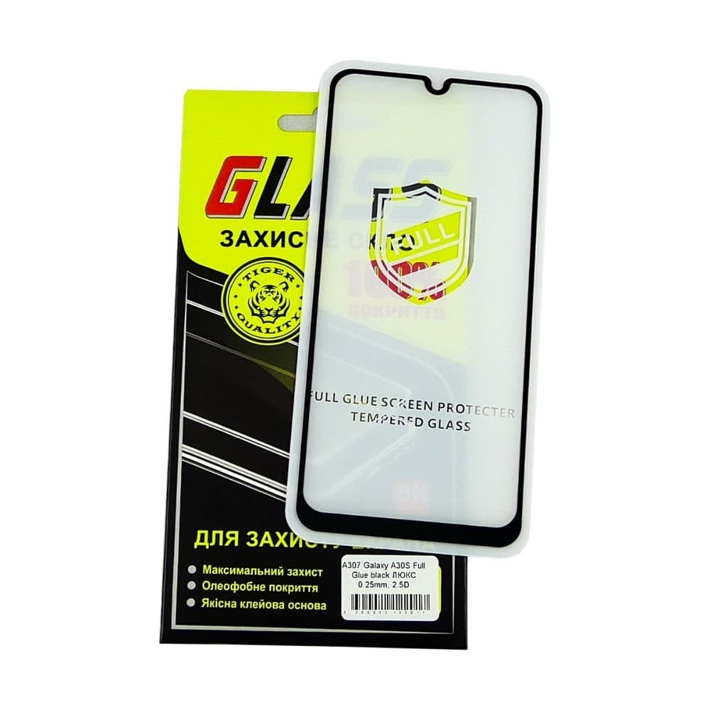 Захисне скло Samsung SM-A305 Galaxy A30, SM-A307 Galaxy A30s, SM-A505 Galaxy A50, SM-A507 Galaxy A50s, SM-M305 Galaxy M30, SM-M307 Galaxy M30s, SM-M315 Galaxy M31, чорне, Люкс, 0.25 мм, 2.5D, iNobi, Full Glue, клей на усій поверхні, сумісне з чохлом | Закаленное защитное стекло