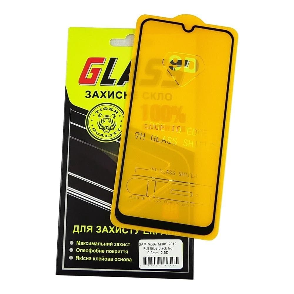 Захисне скло Samsung SM-M215 Galaxy M21, SM-M307 Galaxy M30s, SM-M315 Galaxy M30s, чорне, 0.3 мм, 2.5D, iNobi, Full Glue, клей на усій поверхні, сумісне з чохлом | Закаленное защитное стекло