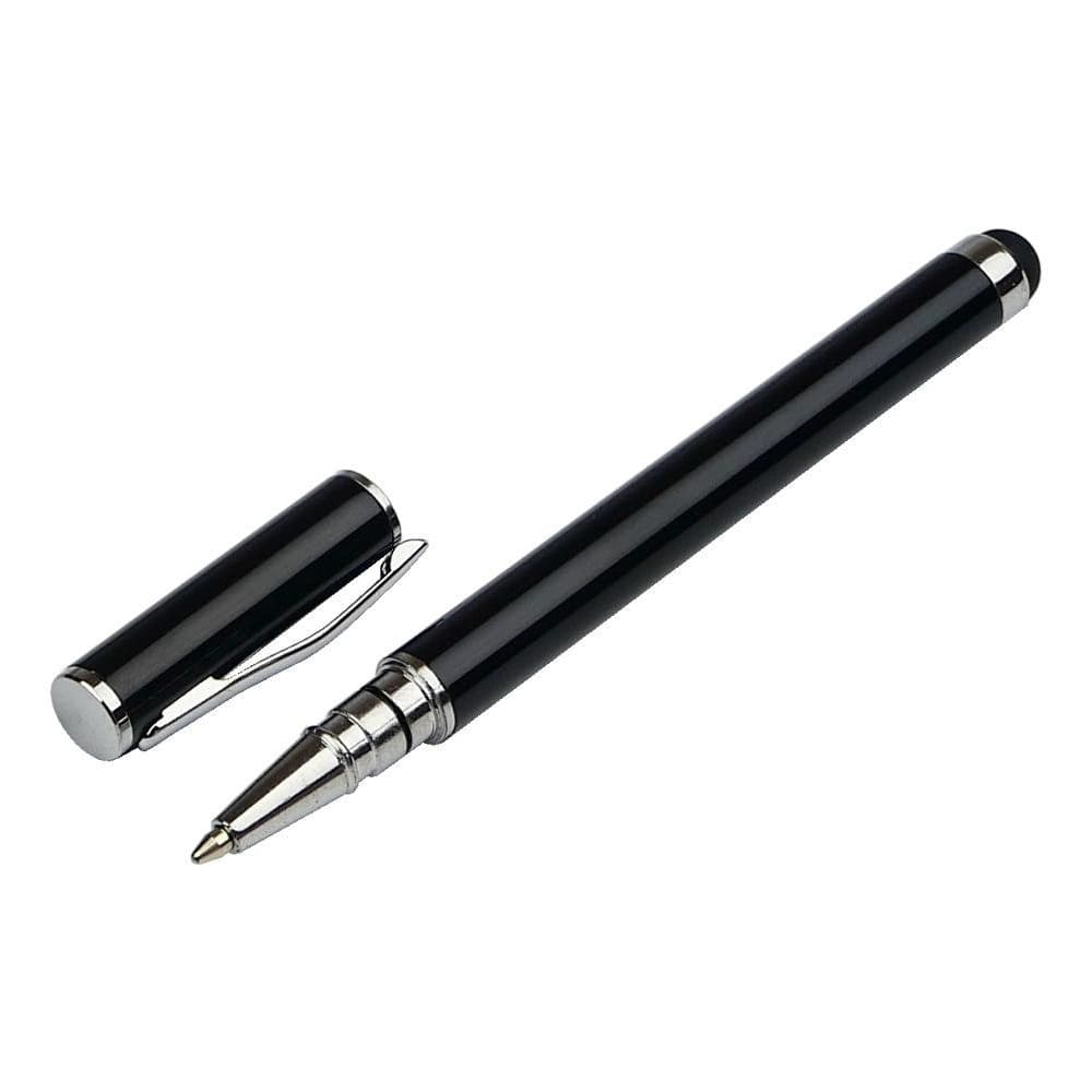 Стилус емкостный, с шариковой ручкой, металлический, чорний