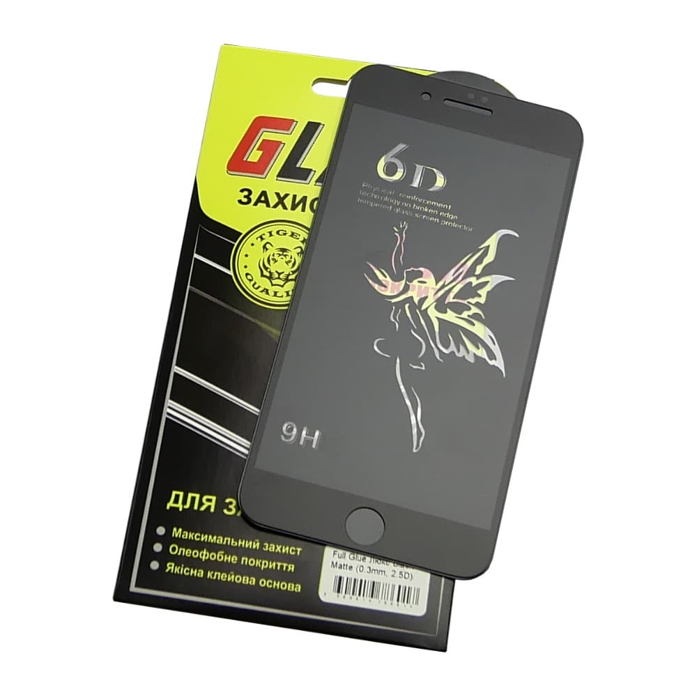 Захисне скло Apple iPhone 7 Plus, iPhone 8 Plus, чорне, iNobi, Full Glue, клей на усій поверхні, матовое, Люкс, 0.3 мм, 2.5D, сумісне з чохлом | Закаленное защитное стекло