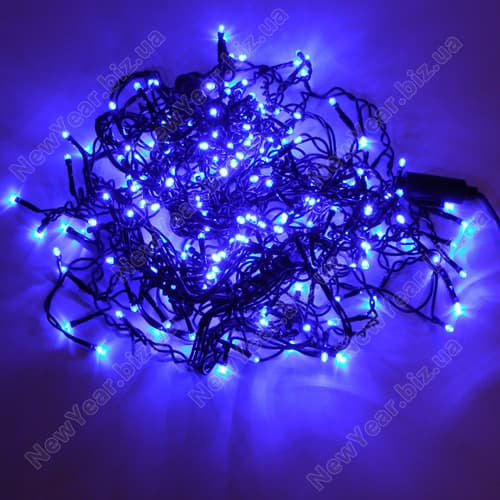 Штора наружная, 200 светодиодов, 3.5 метра, синій свет, чорний провод