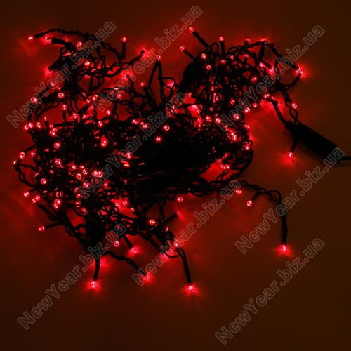 Штора наружная, 200 светодиодов, 3.5 метра, красный свет, чорний провод