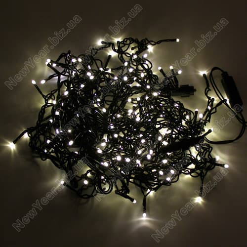 Штора наружная, 200 светодиодов, 3.5 метра, тусклый, білий свет, чорний провод