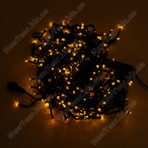 Штора наружная, 200 светодиодов, 3.5 метра, желтый свет, чорний провод