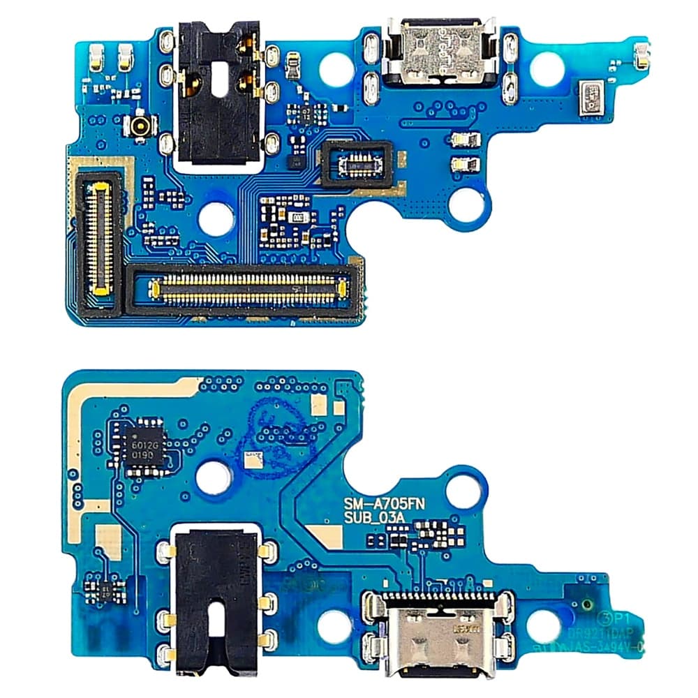 Плата зарядки Samsung SM-A715 Galaxy A71, шлейф коннектора зарядки, коннектора наушников, с микросхемой, с микрофоном, Original (PRC)